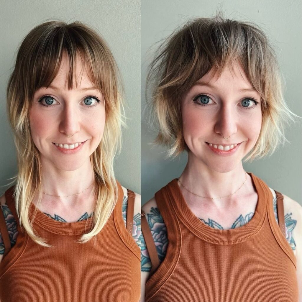 ear length hair transformation