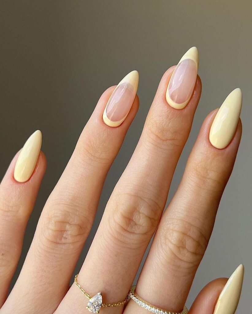 elegant yellow and transparent nails