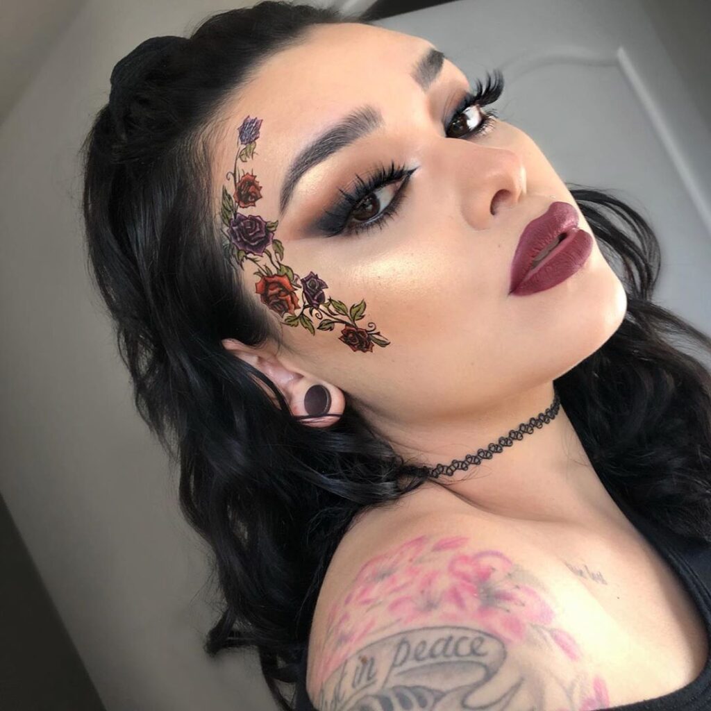 floral clean goth makeup