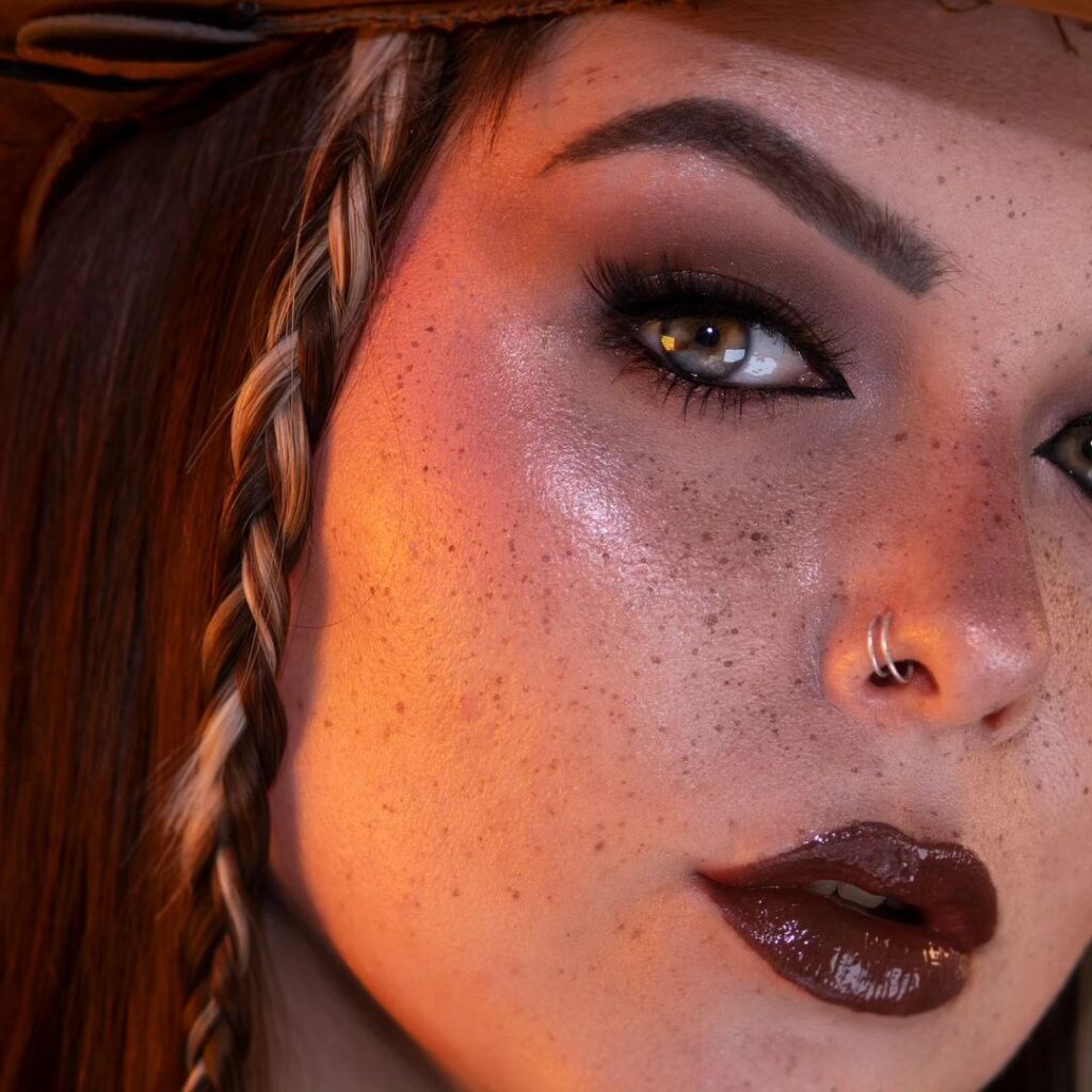 freckled skin cowgirl makeup