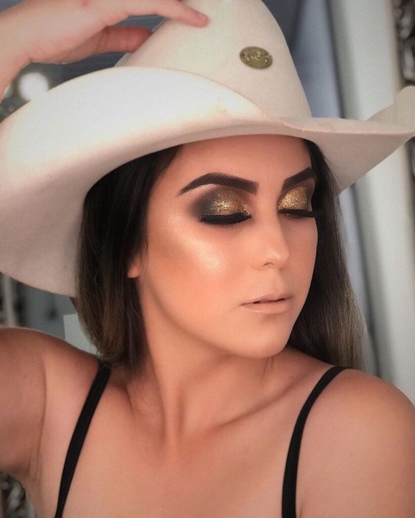 gold glitter cowgirl makeup