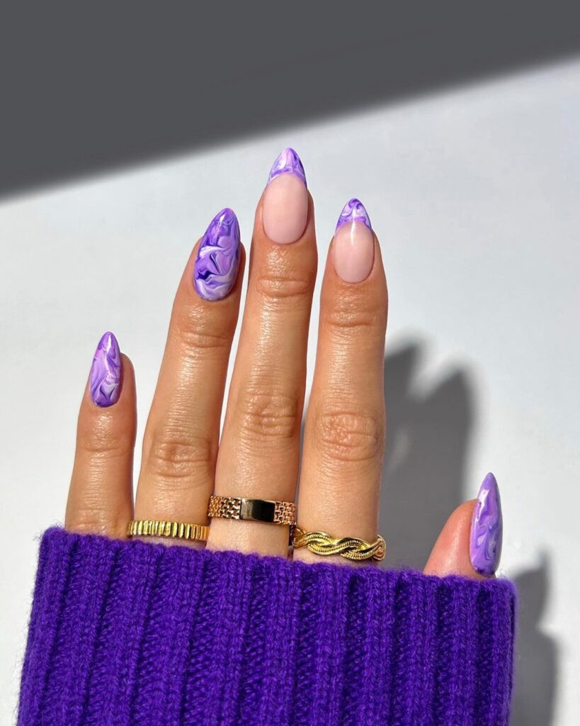 marbled purple spring nails