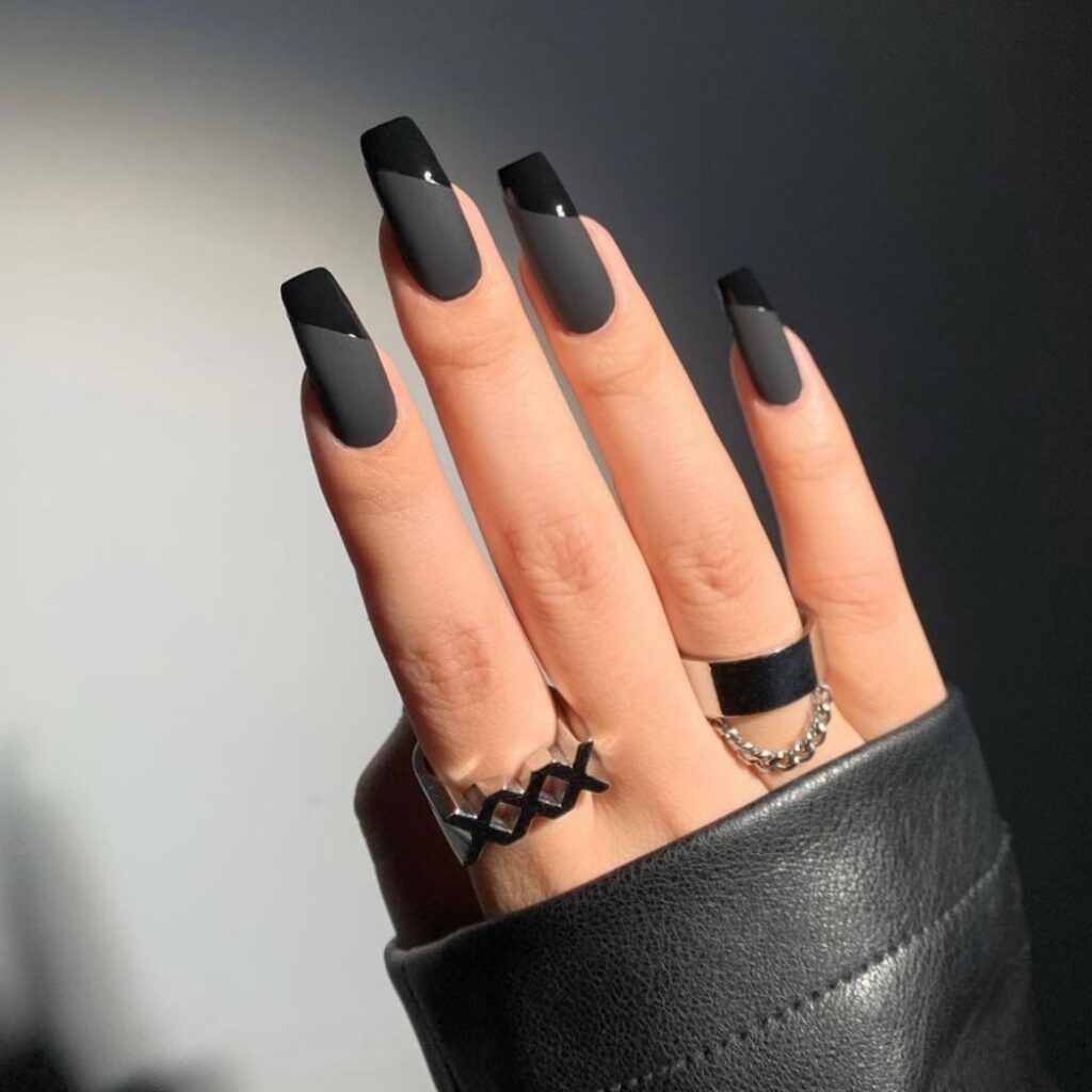 matte black square nails