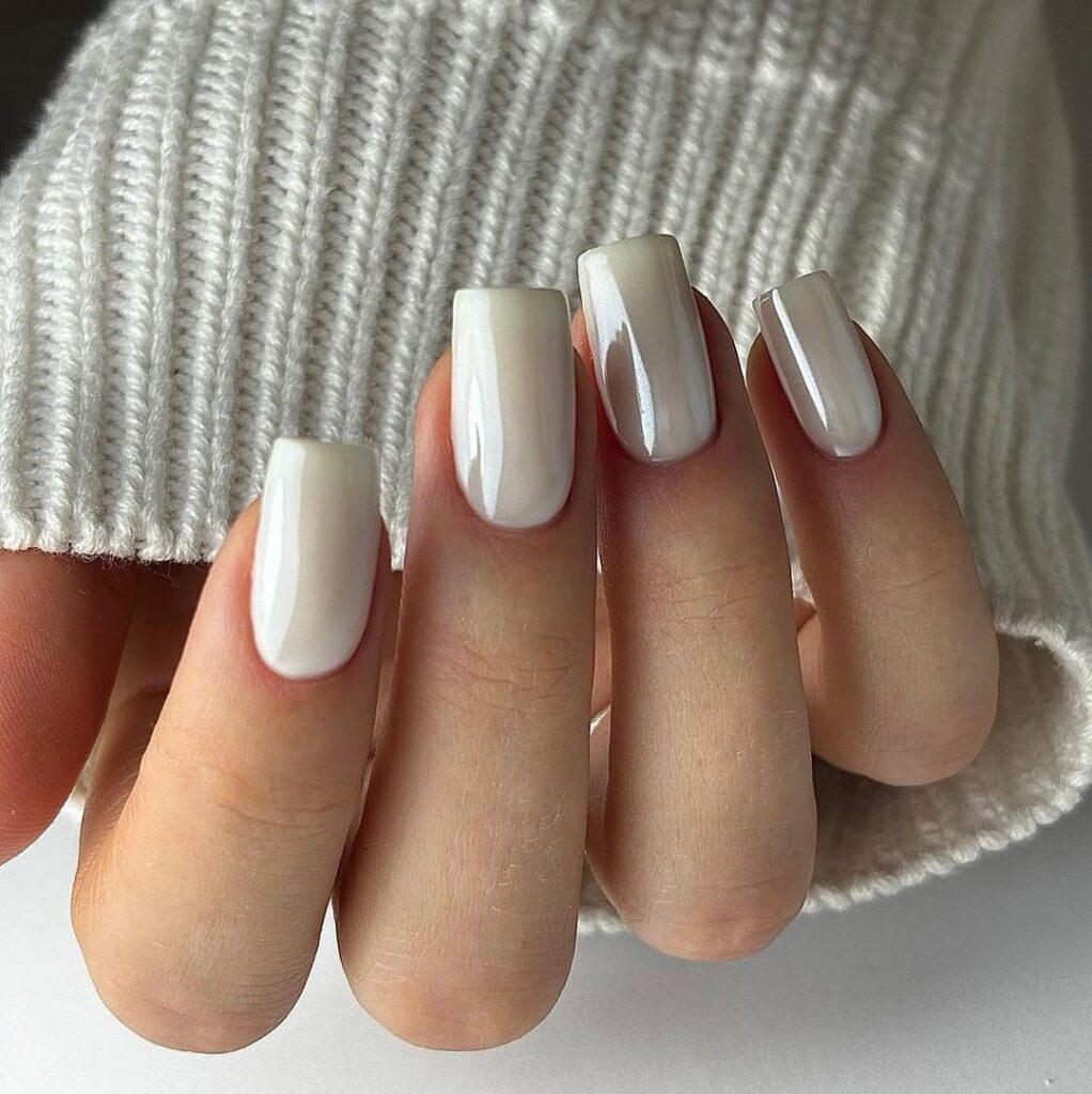 milky white glazed donut nails