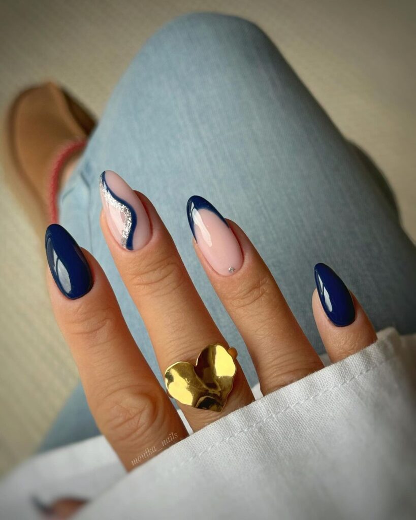 navy classy nails