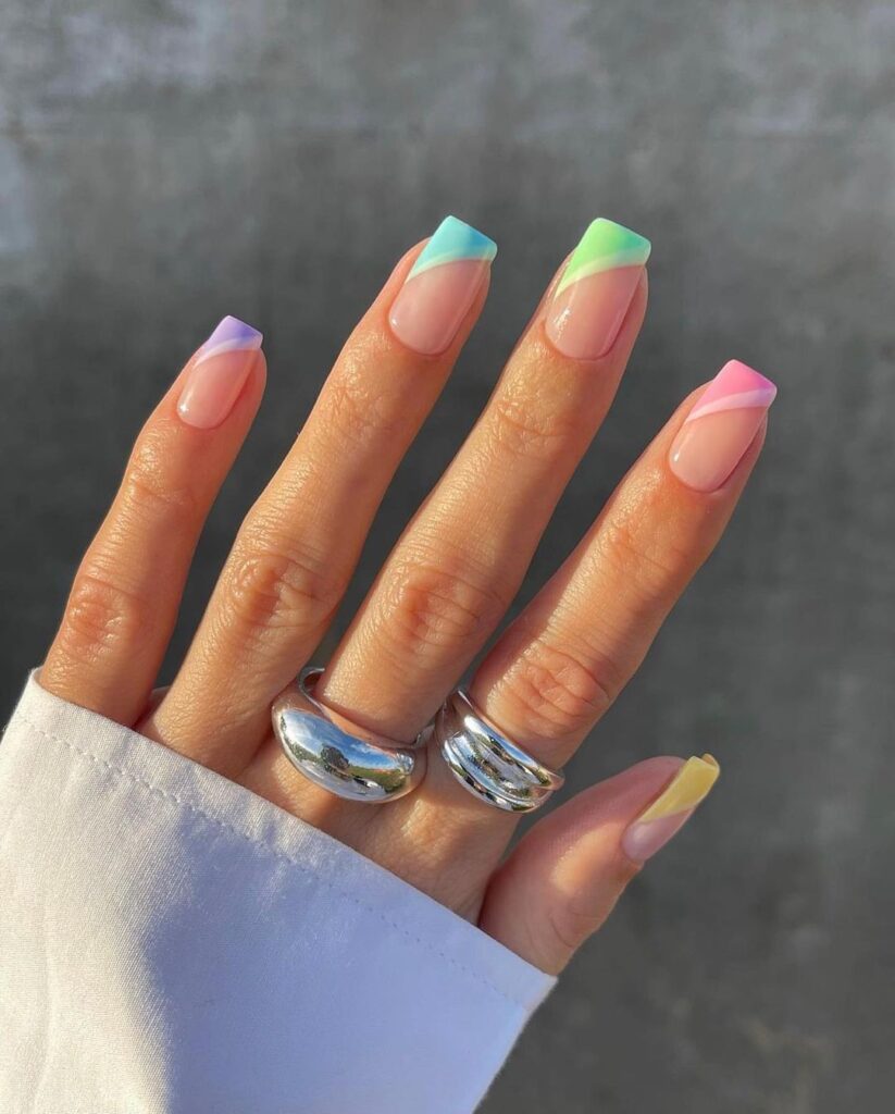 pastel gradient square nails