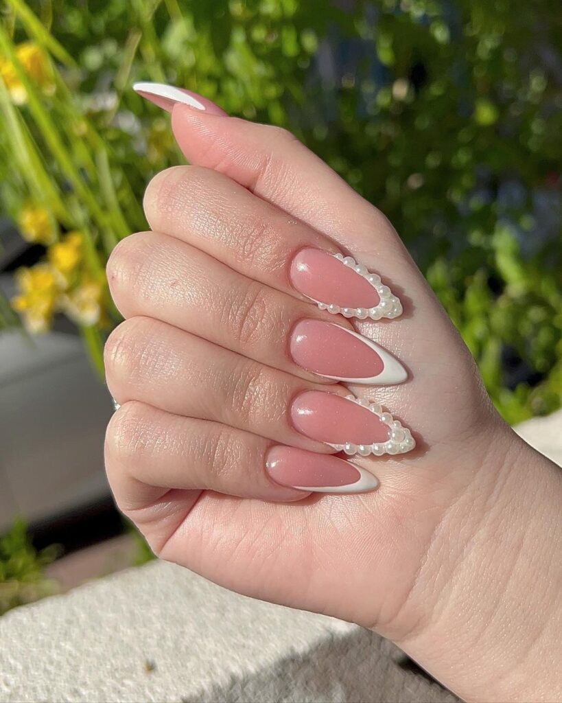 pearl french classy nails