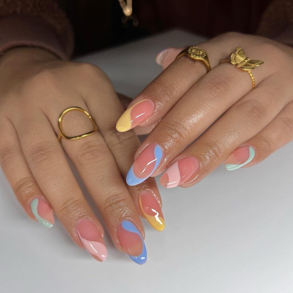 rainbow glazed donut nails