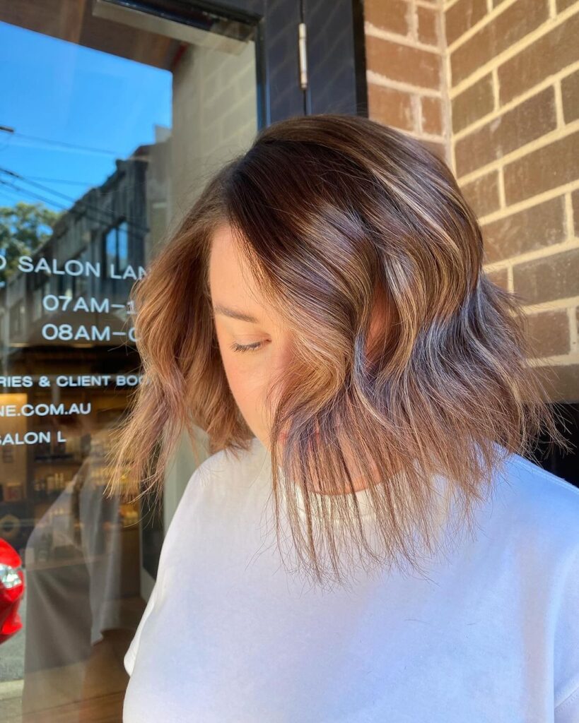 side parted textured lob