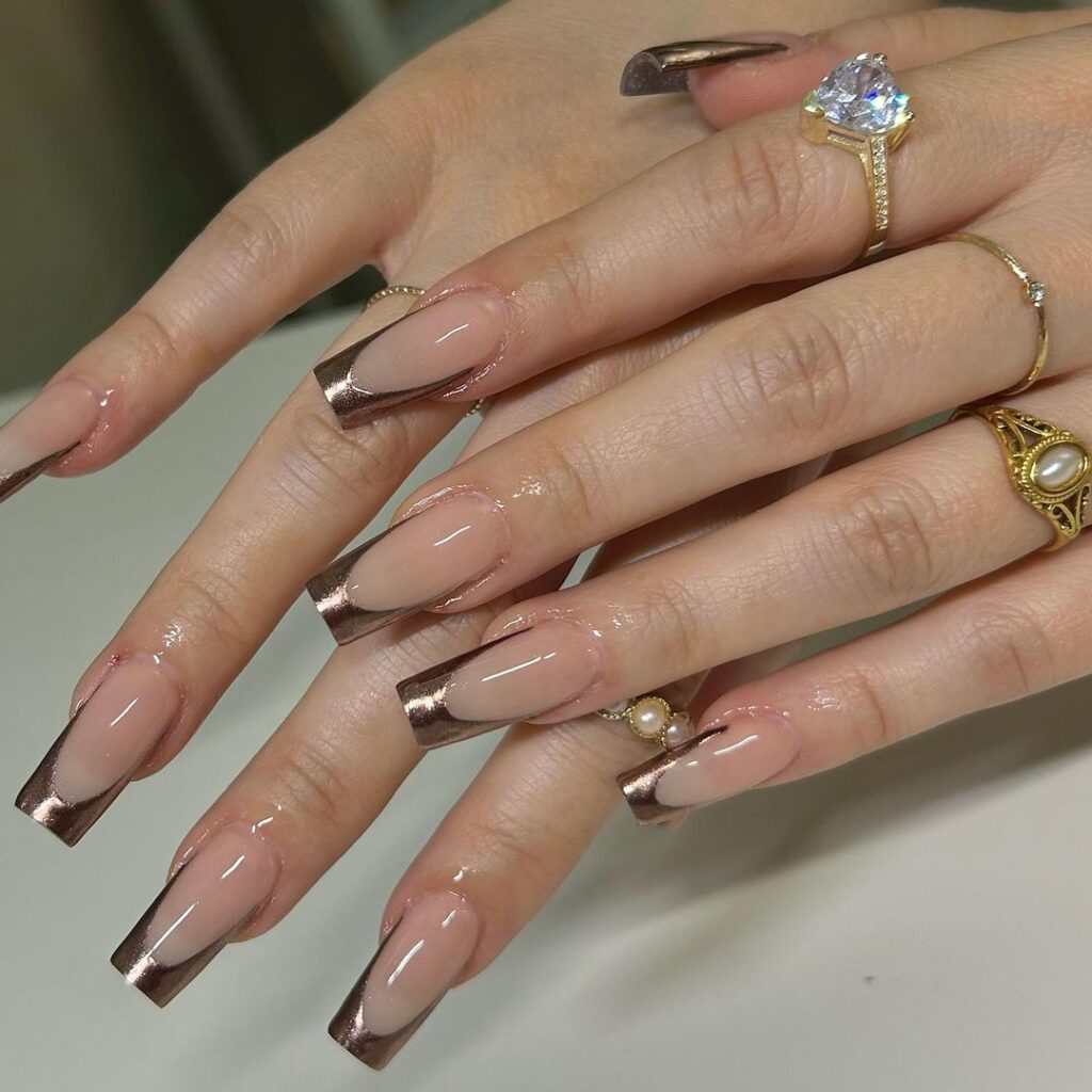 square bronze french tips