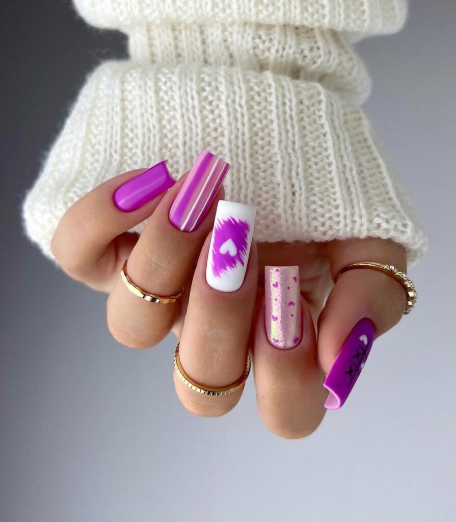 square purple nail art