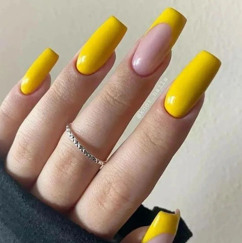 square yellow nails