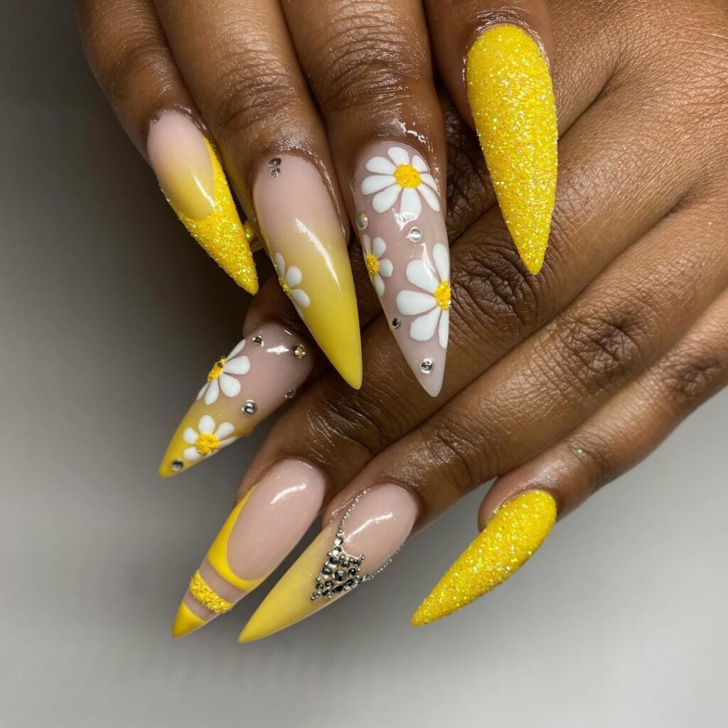 stiletto yellow nails