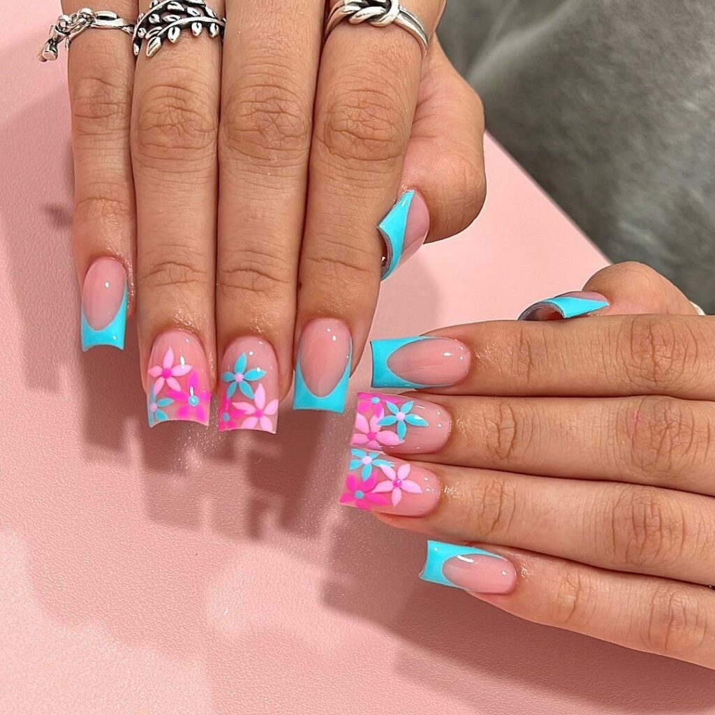 tropical square nails