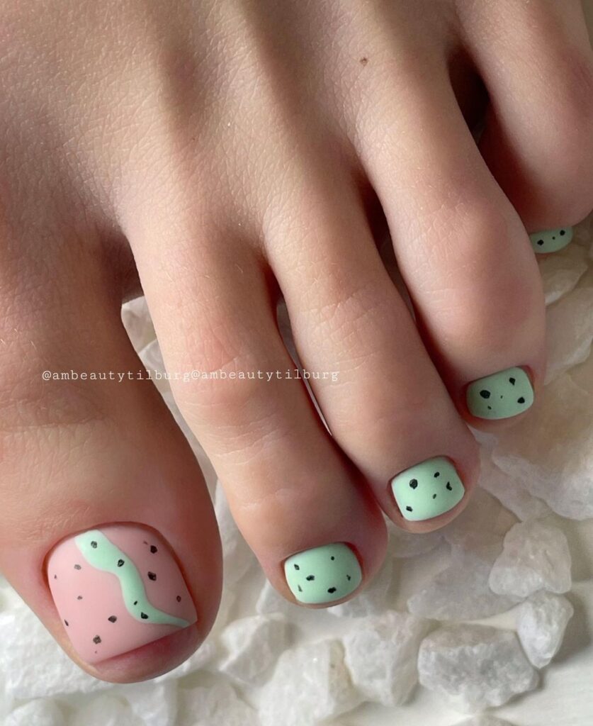 watermelon spring toe nails