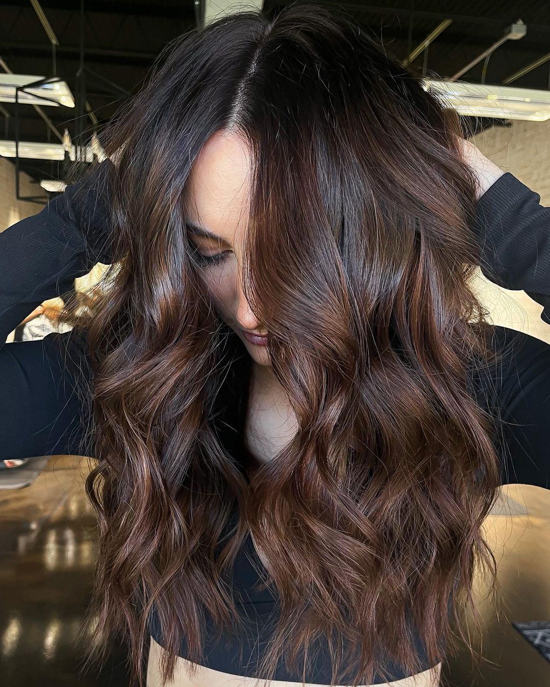 soft blend chocolate auburn hair