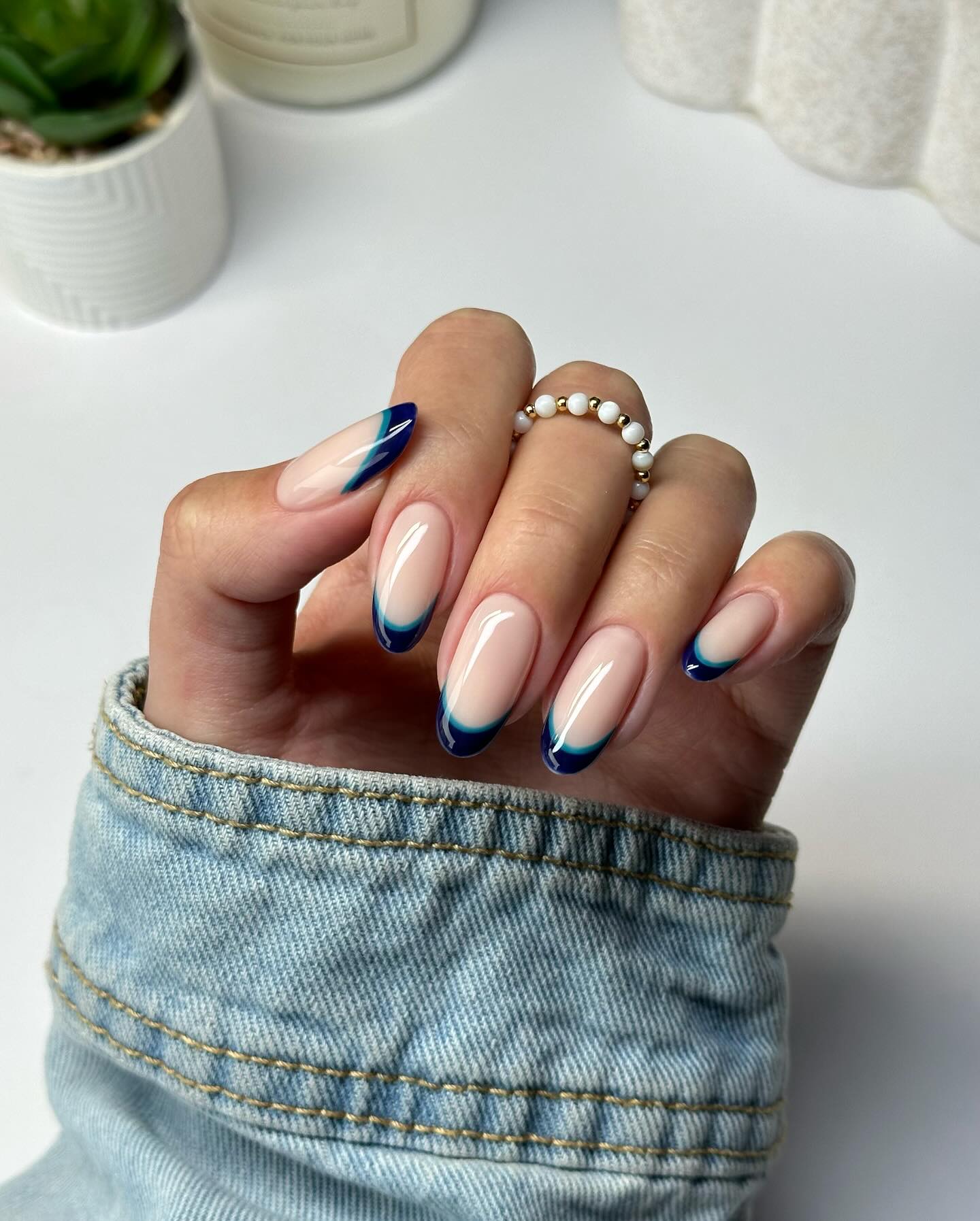 denim blue french tip