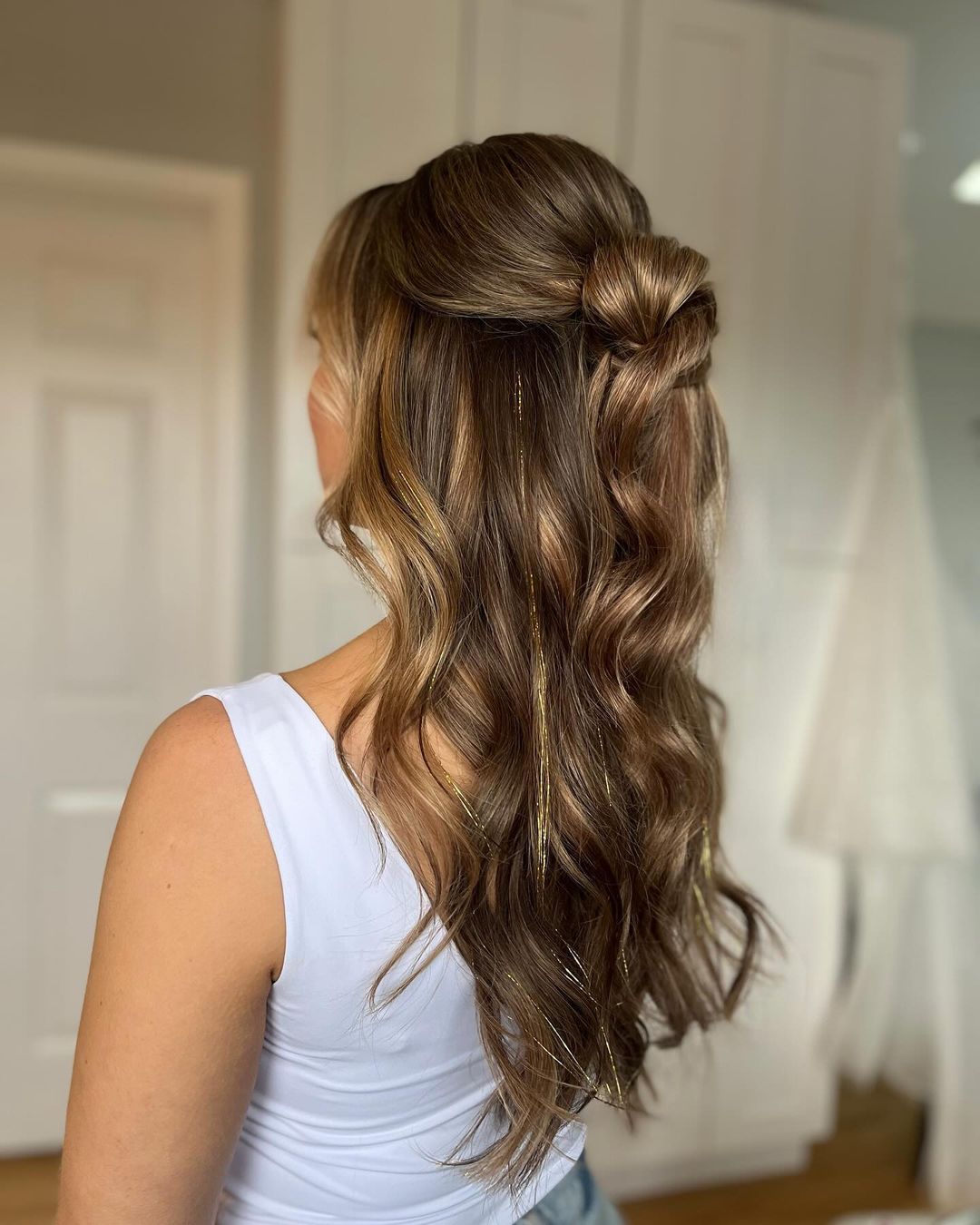 soft waves half updo