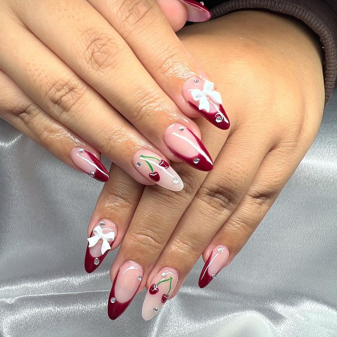 cherry french tip