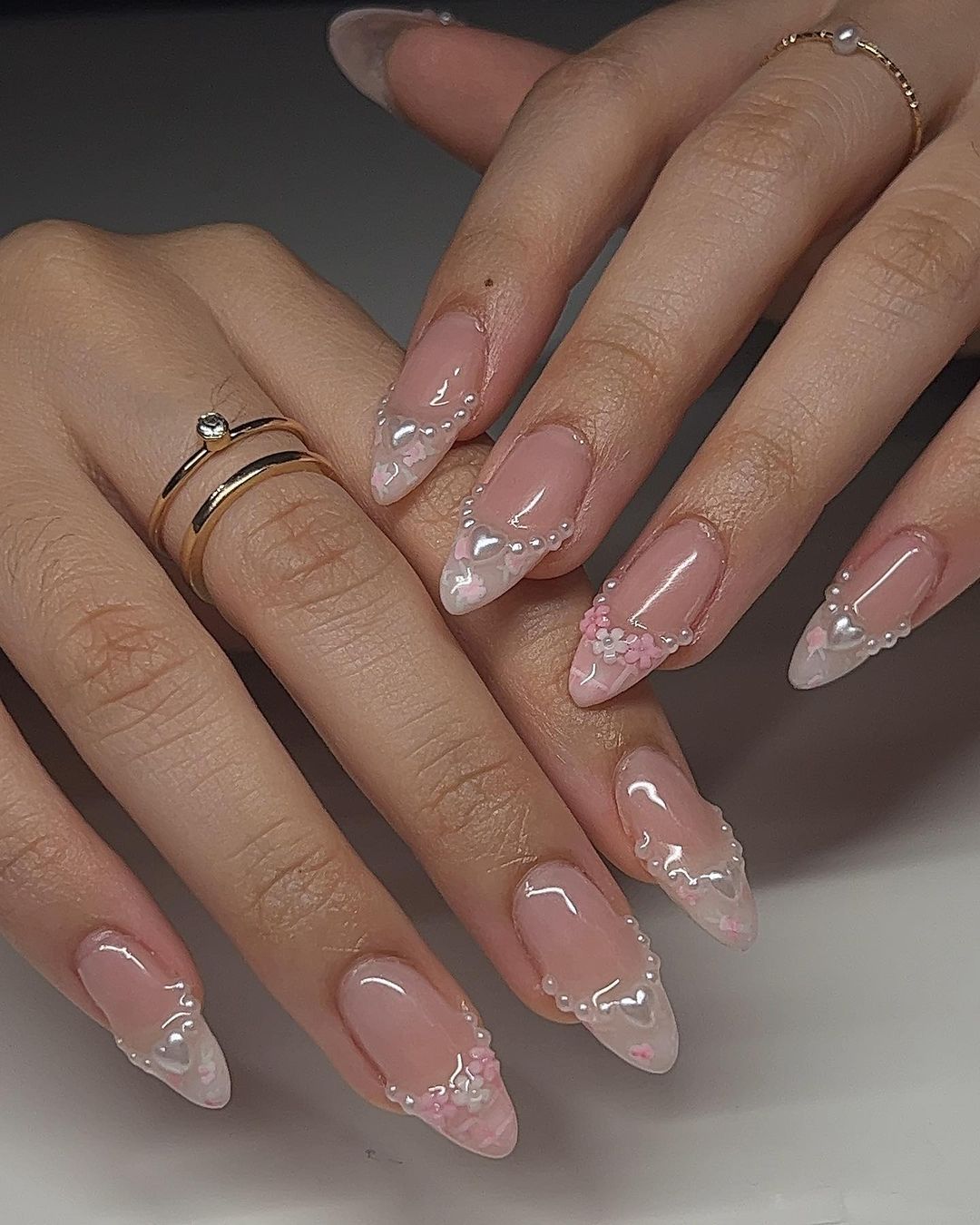 pearly pale pink nails