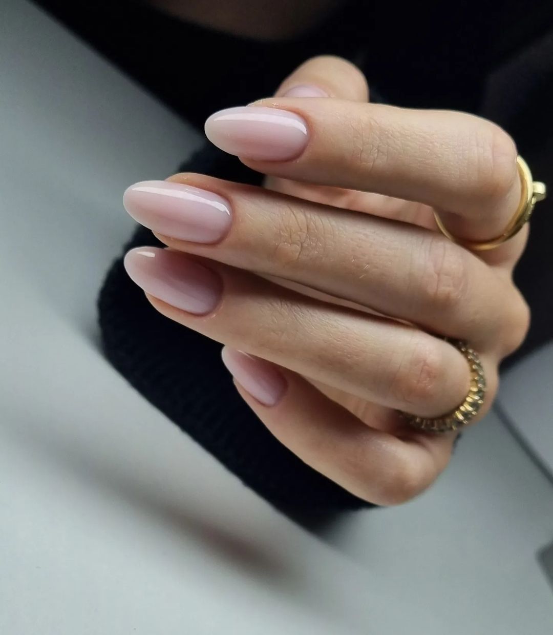 milky pink nails