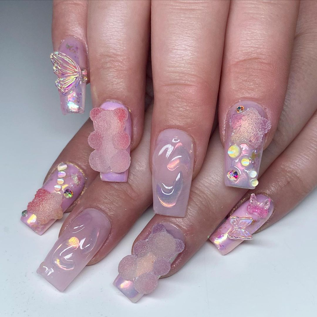 3d fairy gumdrop nails