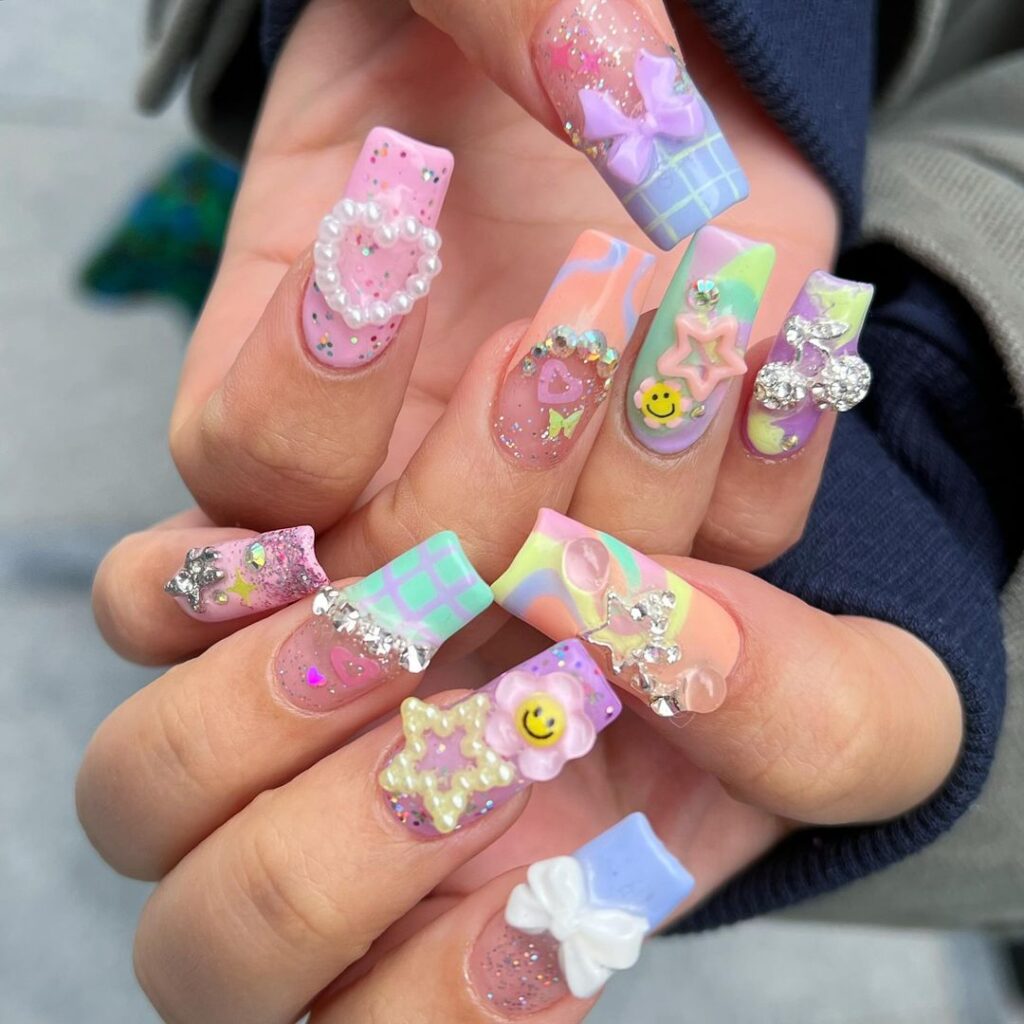 3d colorful nails