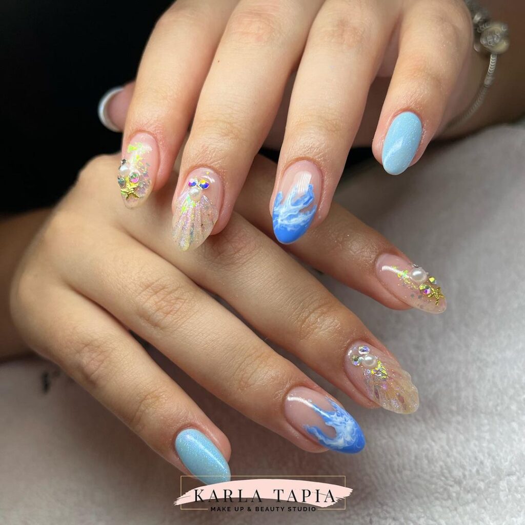 3d sea shell nails