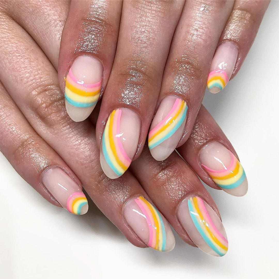 pastel rainbow manicure