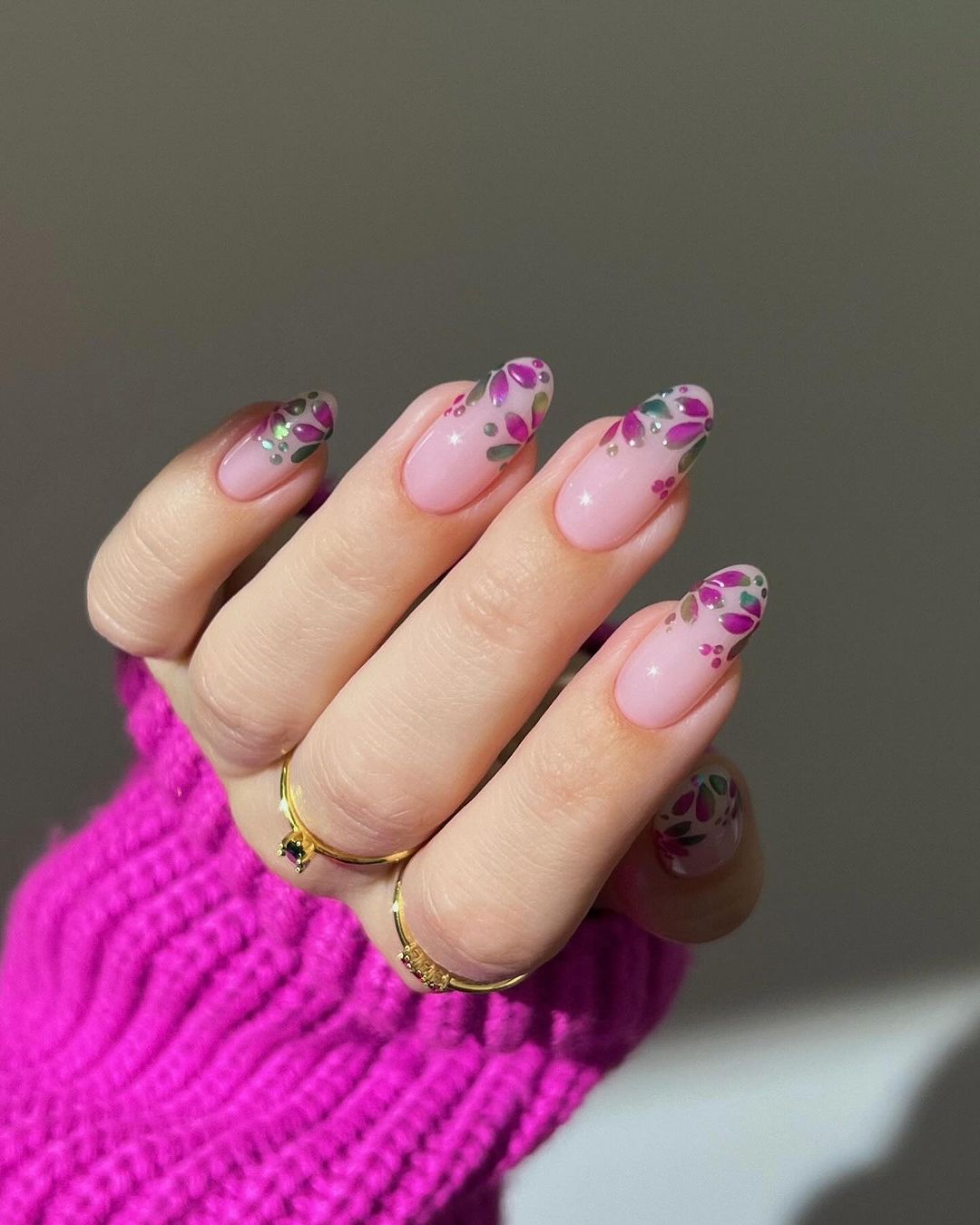 ongles roses d'automne