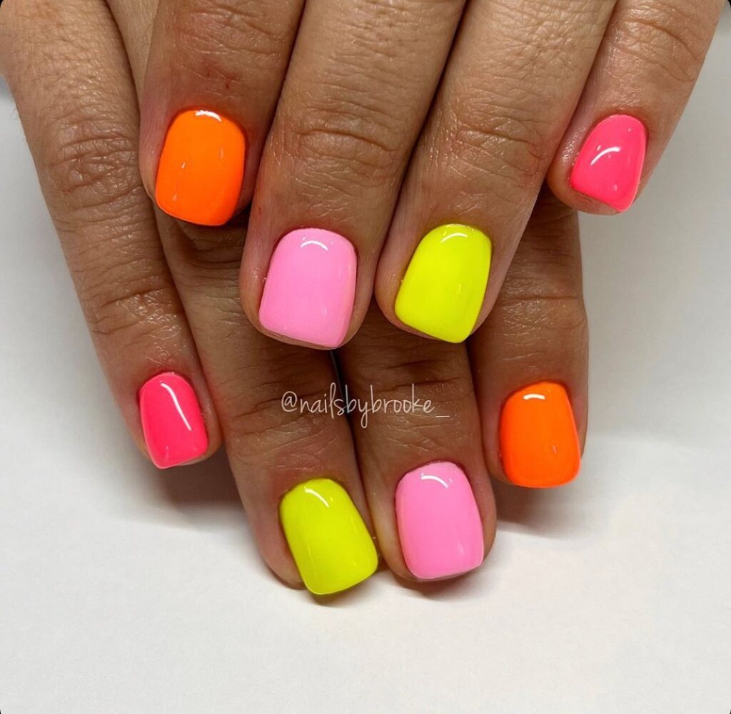 Bright Mismatched Nails