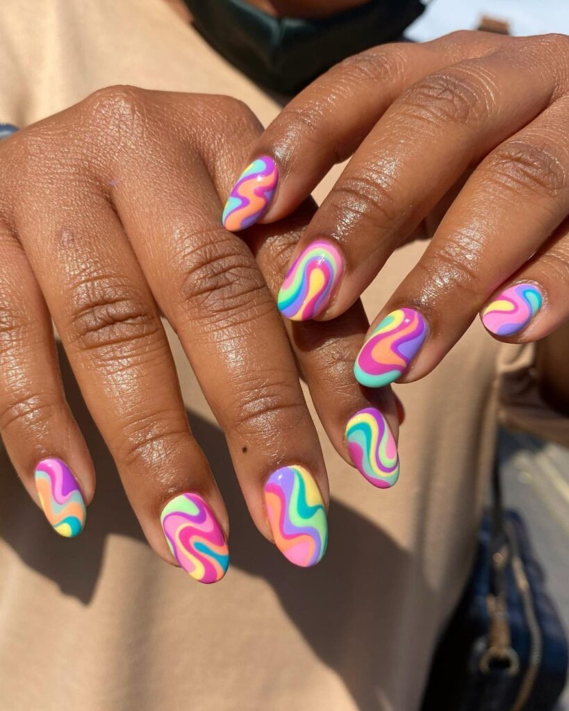 Colorful Swirly Nails