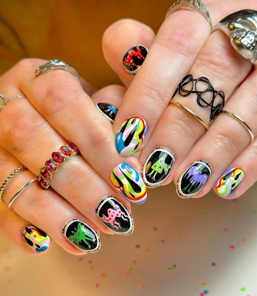 Crazy Rainbow Nails