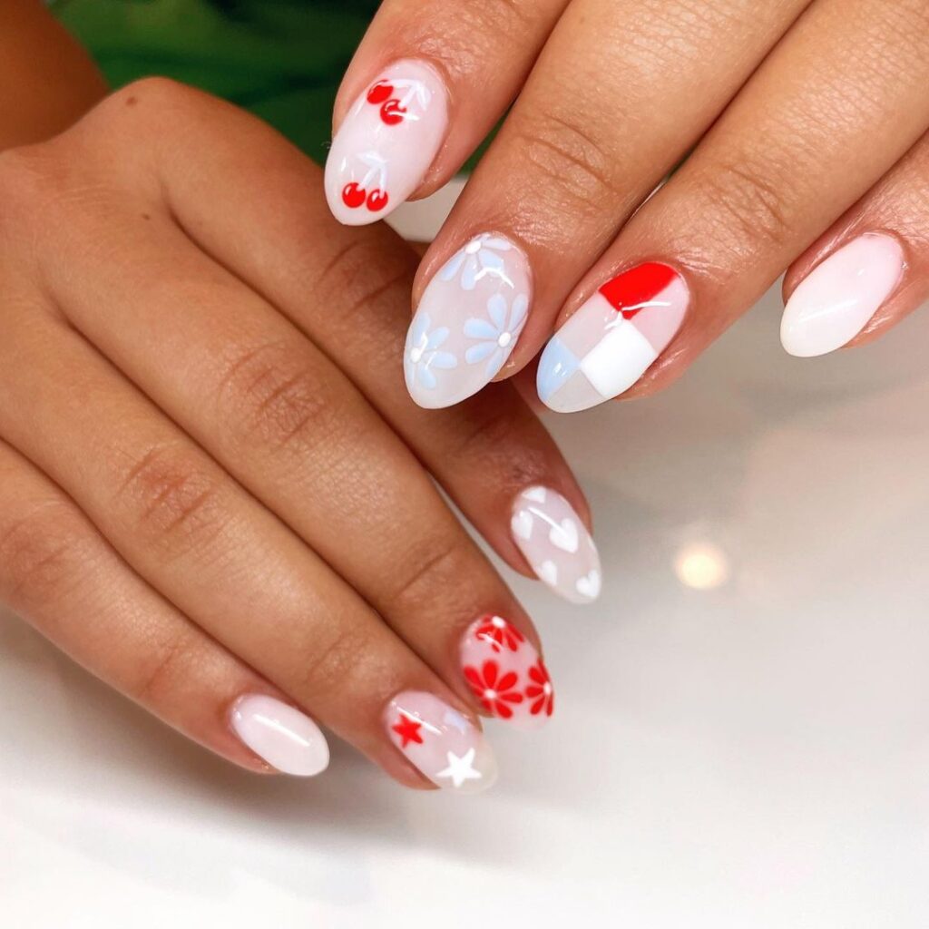 Cutest Milky White July Nails