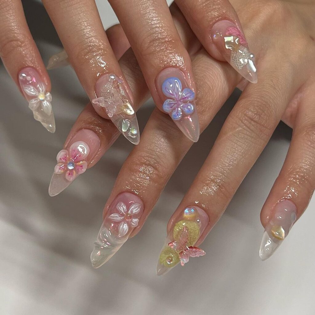 Ongles floraux de fée