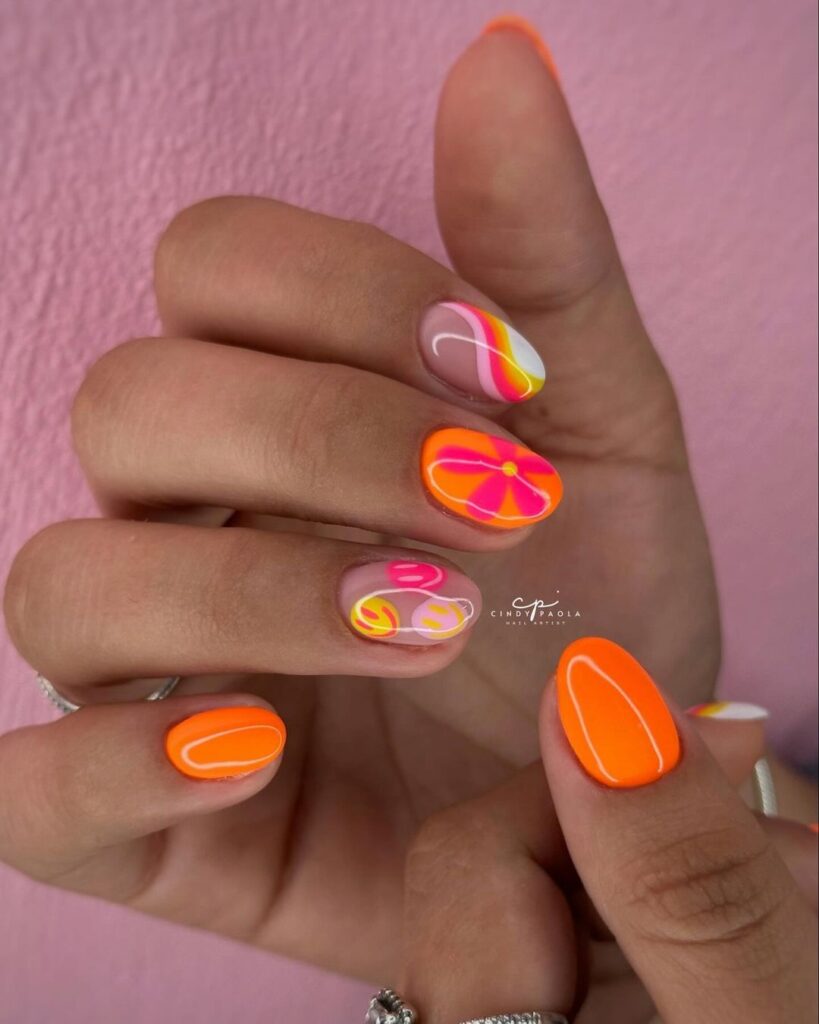 Unhas de néon felizes