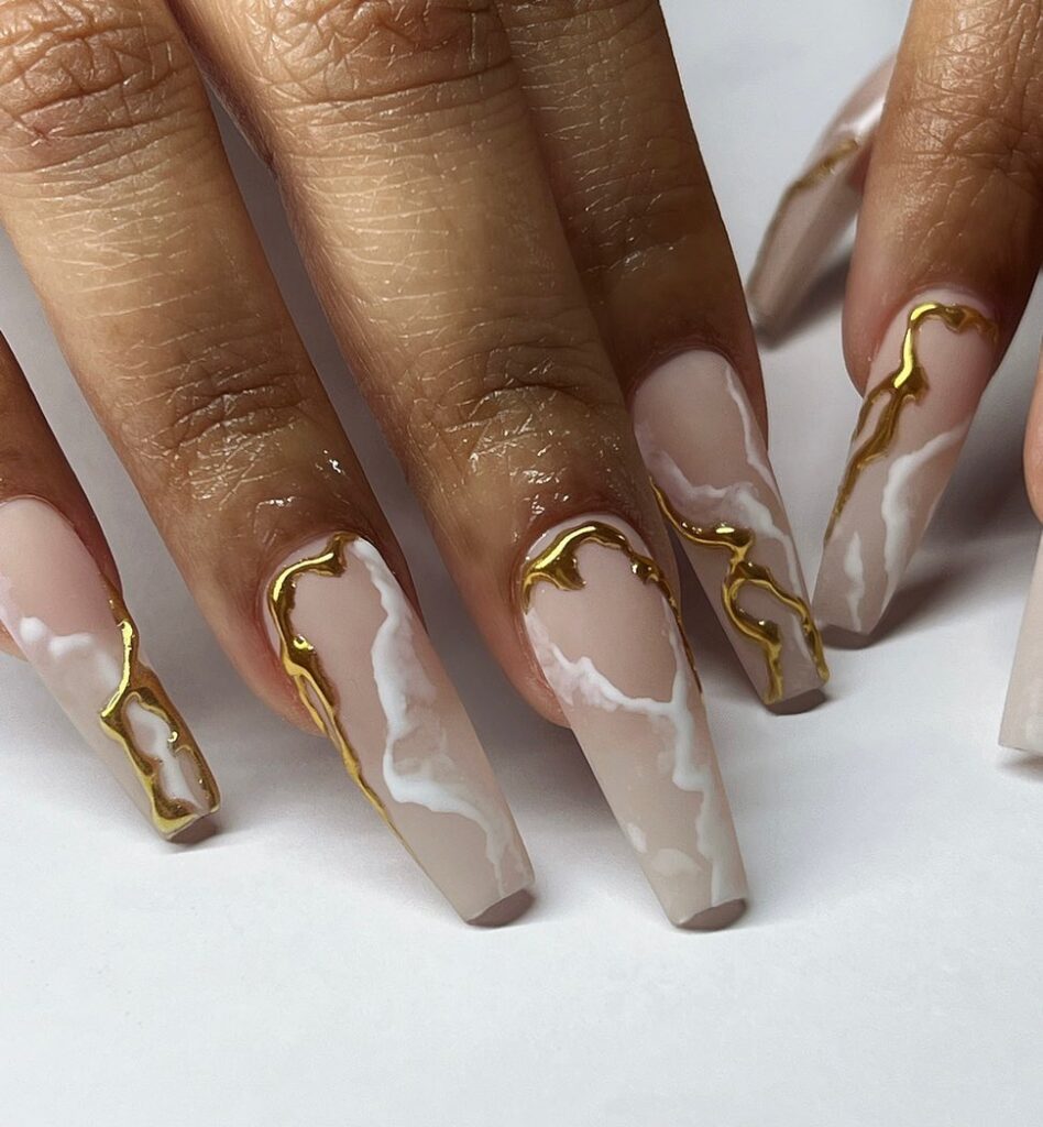 Marble Design With Gold Lining 