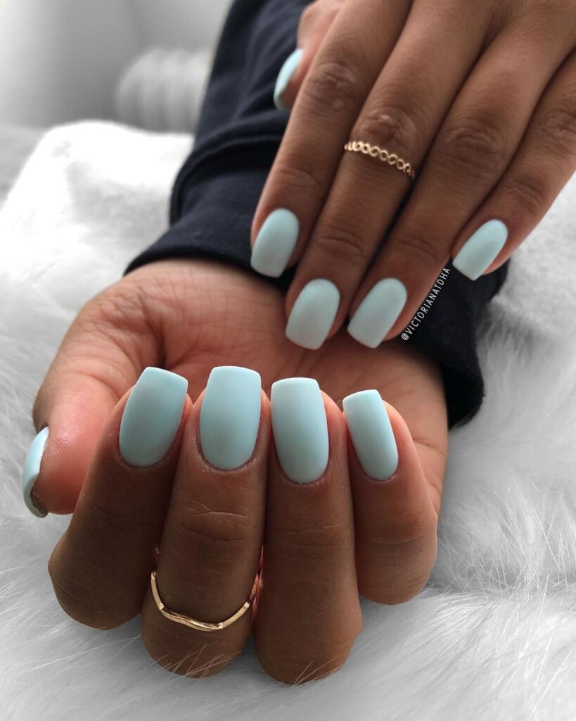 Matte Blue Short Nails