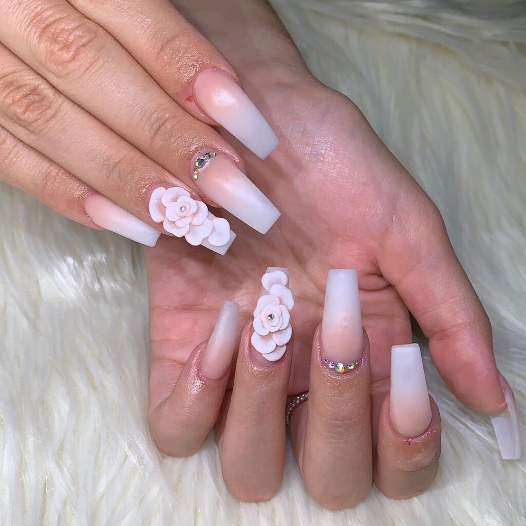 Matte Ombre With 3D Flower 