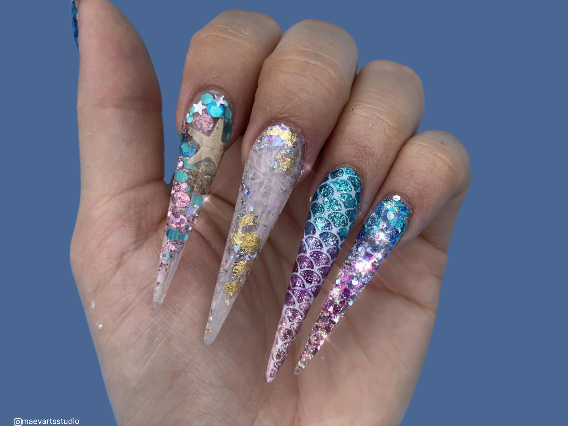 arte de uñas de sirena