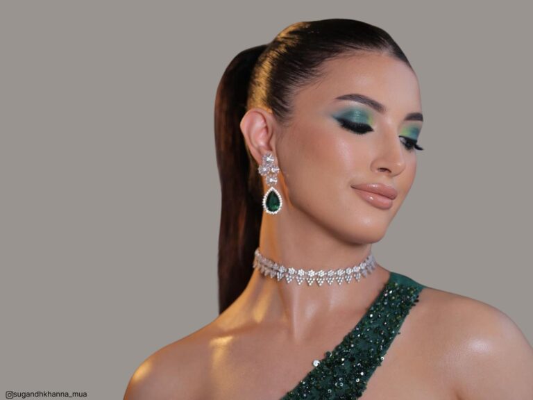 maquilhagem verde-esmeralda para o baile de finalistas