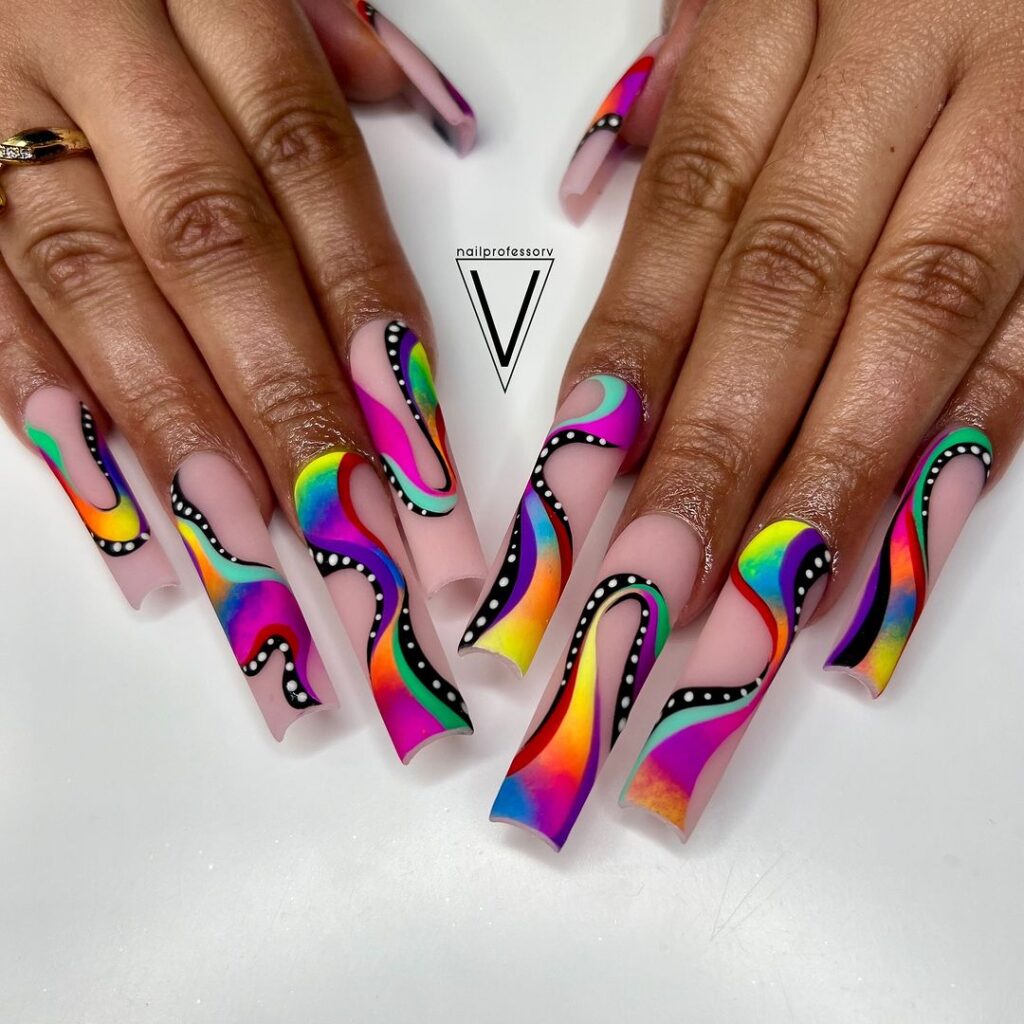 abstract colorful nails