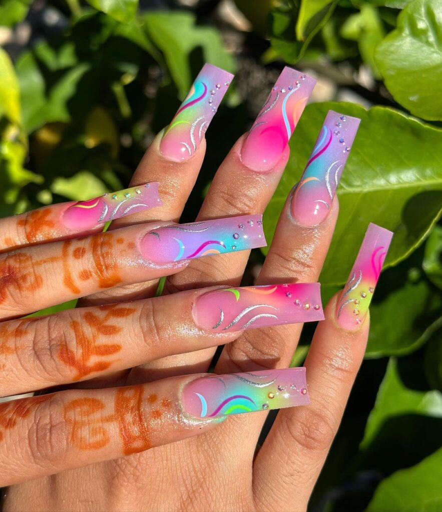 airbrush colorful nails