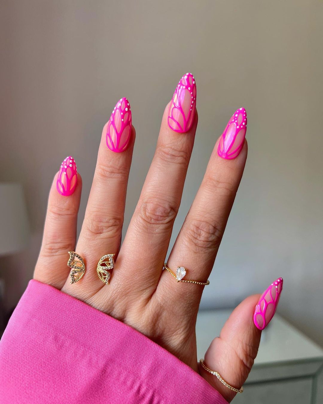 unhas asa de borboleta barbie