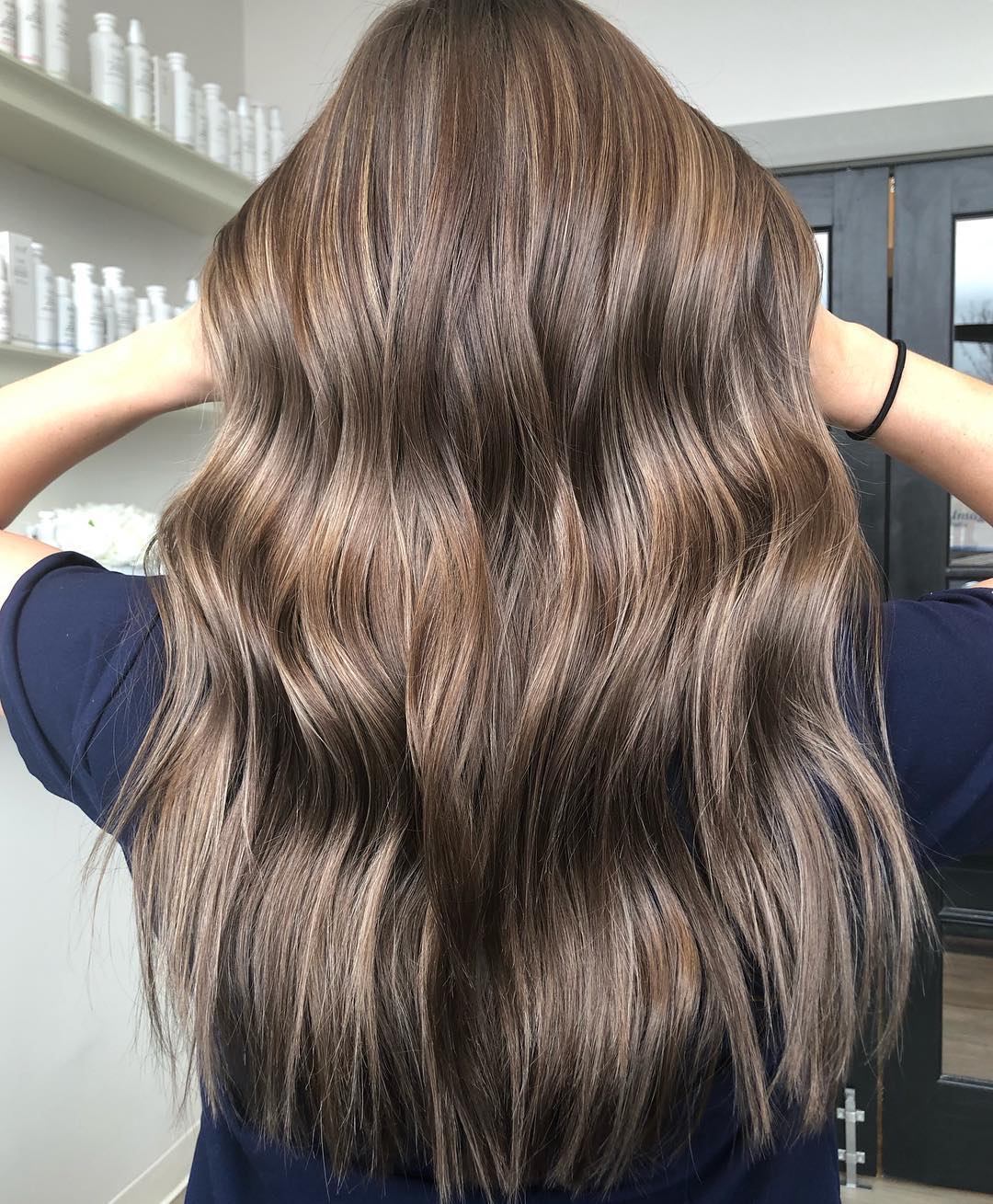 beige balayage on brown hair