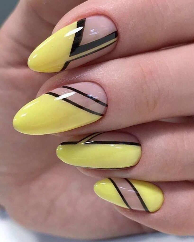 black and yellow nails