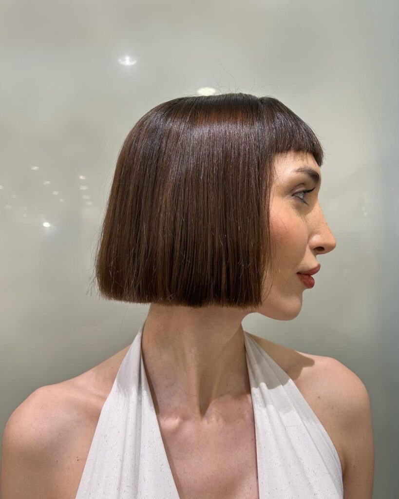 blunt short french bob cut