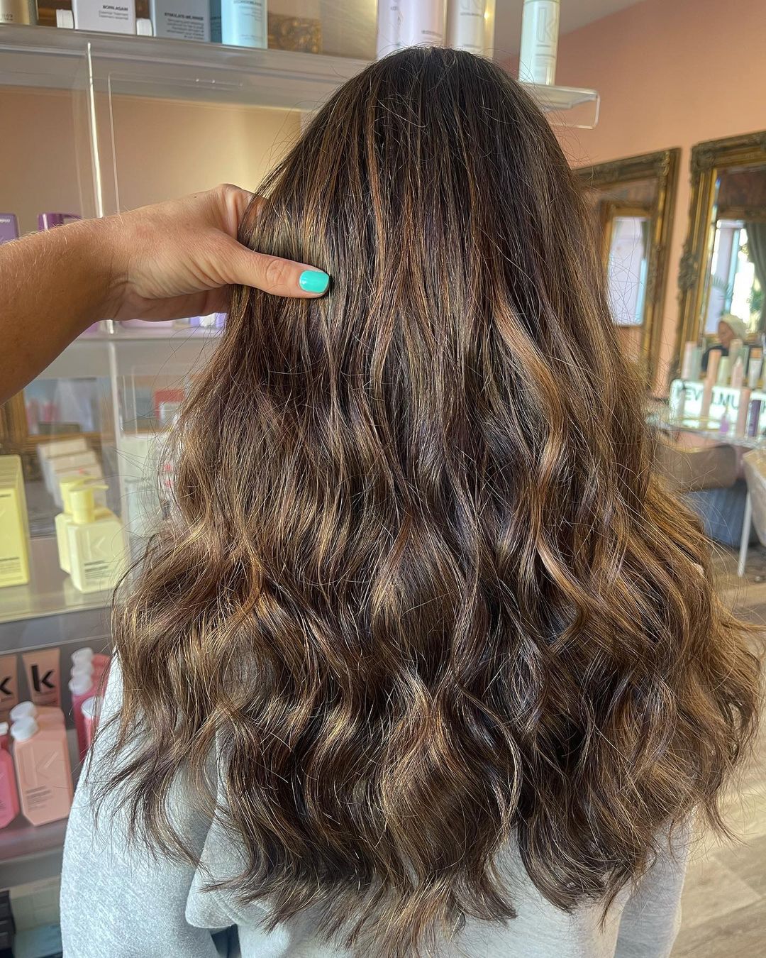 bronze highlights on dark brown hair