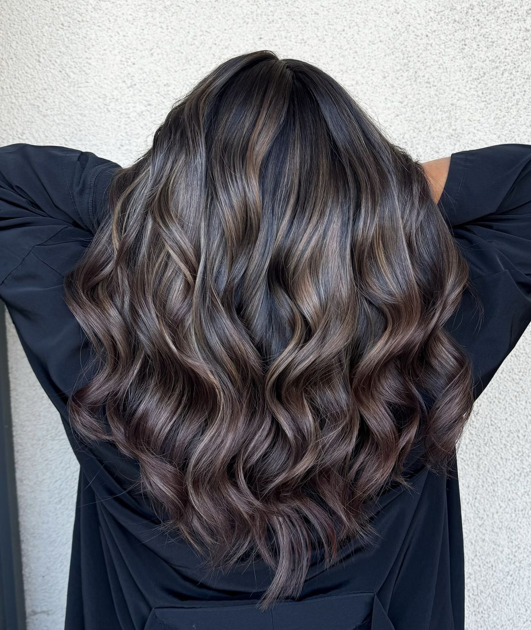 charcoal brunette with beige highlights