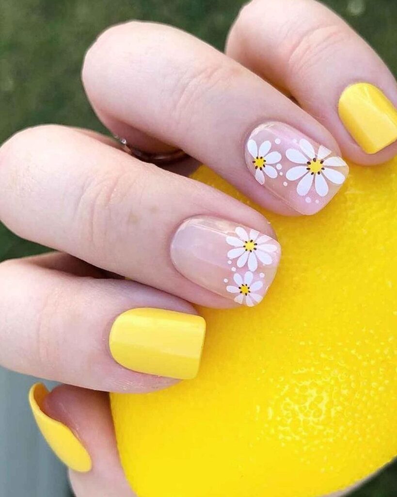 daisy yellow nails